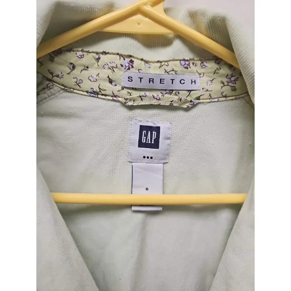 Women's GAP Velvet‎ Corduroy Jacket/Blazer/Coat Size S Cotton Mint Green 6